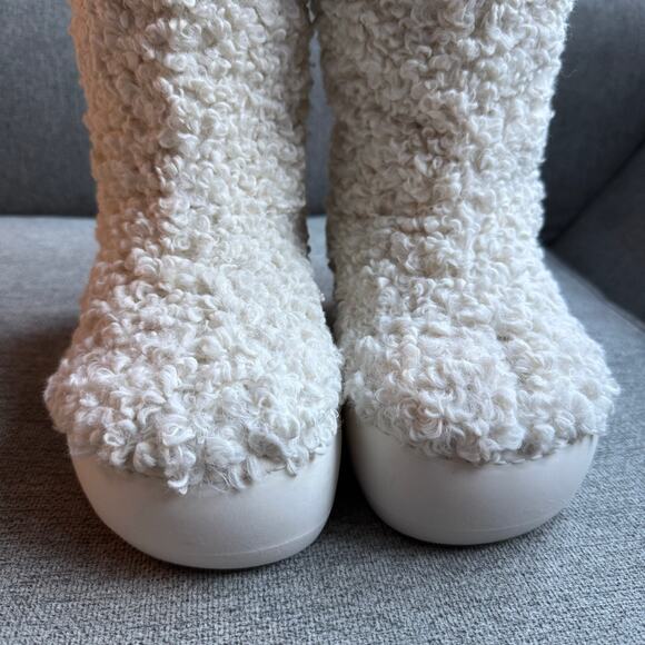 Gia Borghini Gia 22 Taddy knee-high Boots Chunk Sole Boots Ivory Poly 7.5 - Picture 4 of 16